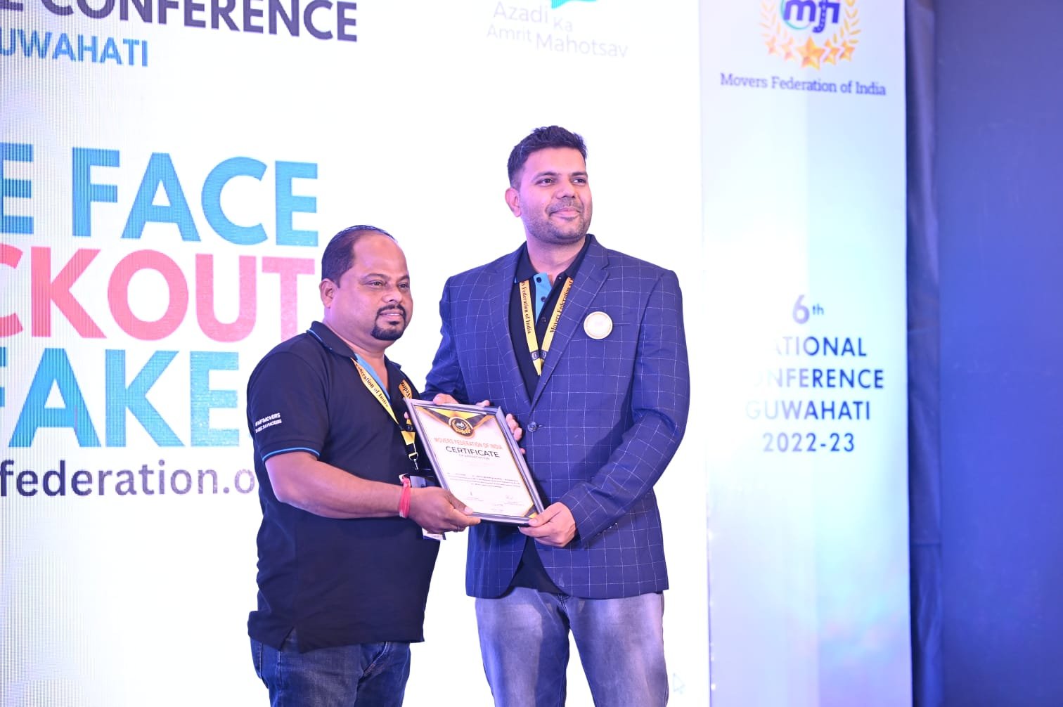 Onsite Movers & Packers receiving the Movers Federation of India certificate, Guwahati 2022-23